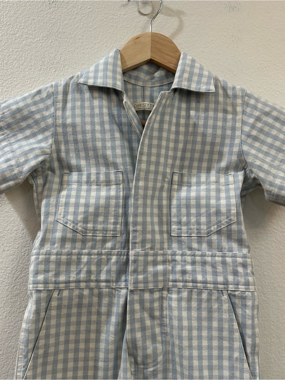 Christy Dawn Kids Light Blue Gingham Romper Jumpsuit Size 2T - Picture 2 of 9